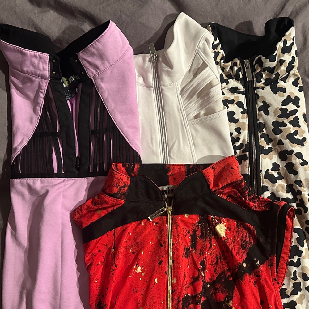 Gold shirts in Red, Pink, and White
